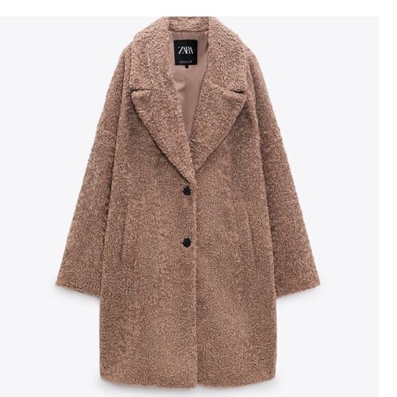 Zara brown teddy soft textured coat size‎ XS - Picture 11 of 11